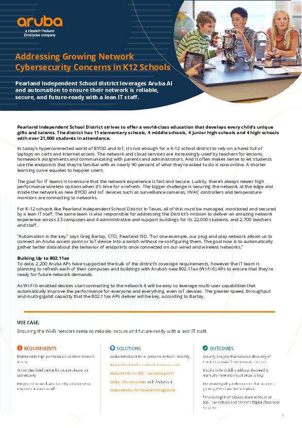 Aruba K12 Pearland School Dist Case Study Nov 2022 Thumb &Ndash; Data-Smart Computers