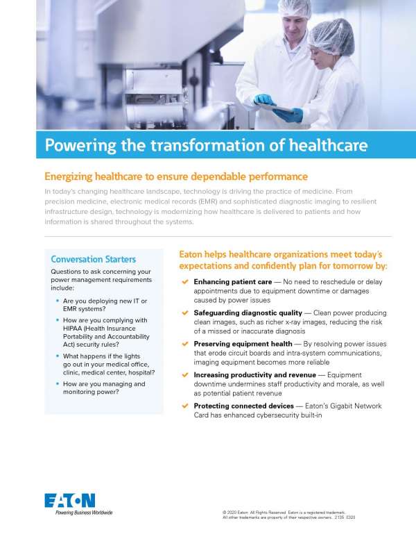 Eaton Healthcare Flyer 20V2 0 20092520 1 Thumb &Ndash; Data-Smart Computers