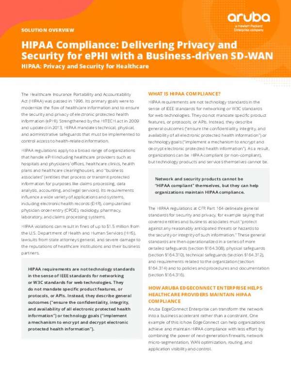 HIPAA Compliance: Delivering Privacy and Security for ePHI with a ...